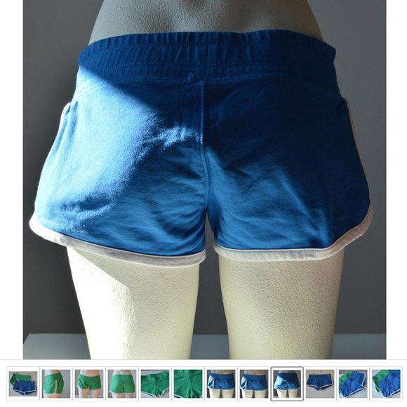 Running Shorts Hotpants Blue Green Lot of 2 100% Cotton Women sz M | Inseam 3" - Picture 7 of 9